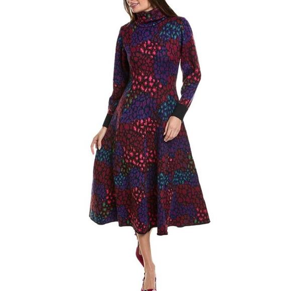 $275 Farm Rio Leopard Mix Sweater Dress - Picture 7 of 9